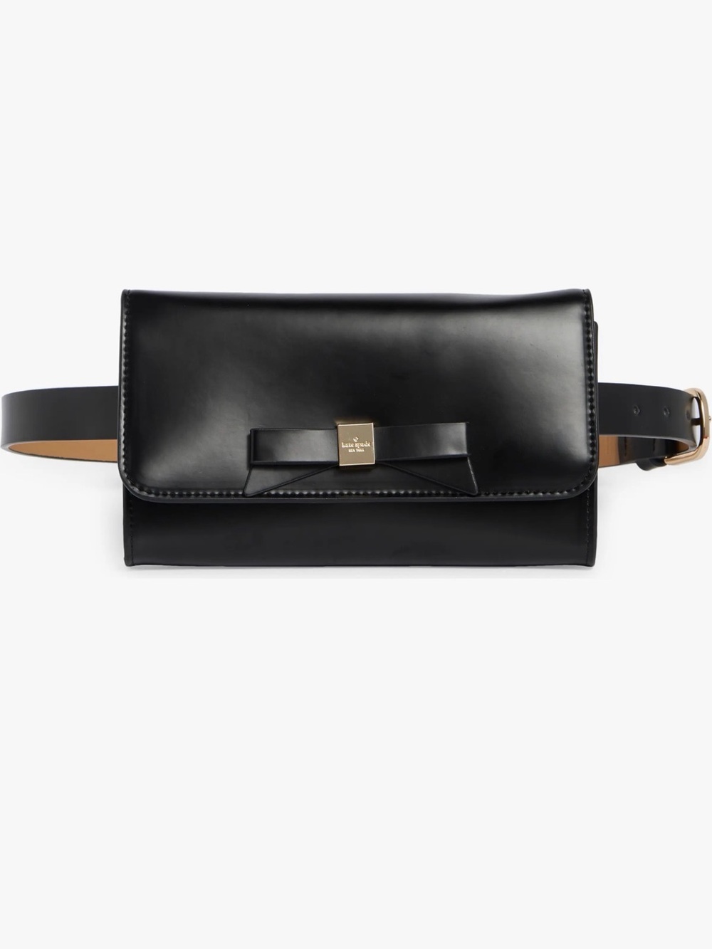 kate spade Black Leather Mini Belt Bag with Bow Accent